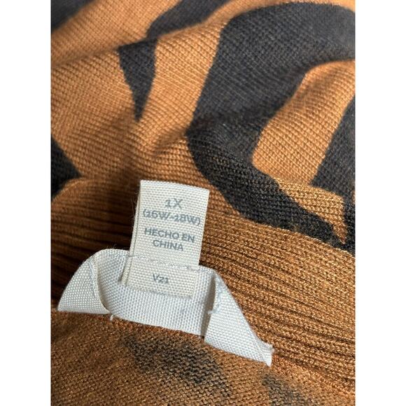 Terra & Sky Women's Plus Size Printed Open Cardigan Womens 1X Camo Coffee Zebra - Picture 4 of 8